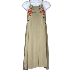 Staccato Floral Olive Green Floral Embroidered Key Hole Dress